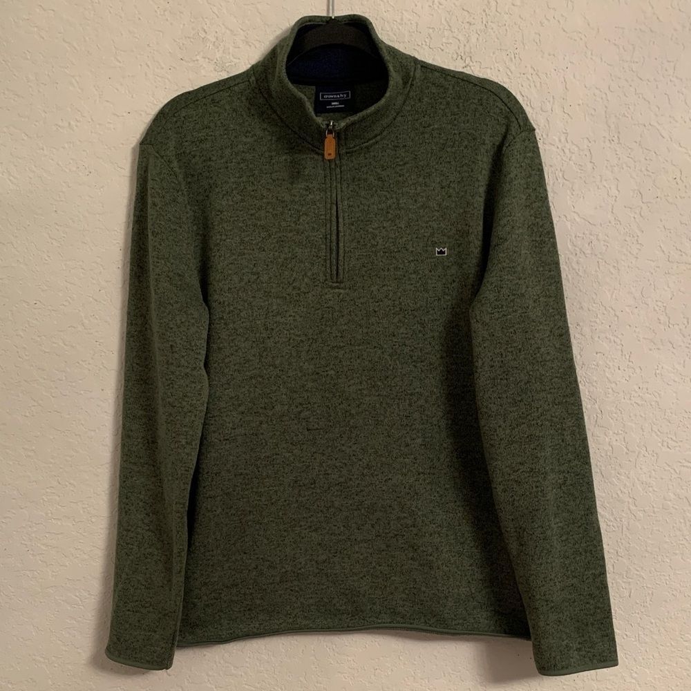 Crown & Ivy Olive 1/4 Zip Men’s Fleece Sweater Size S
